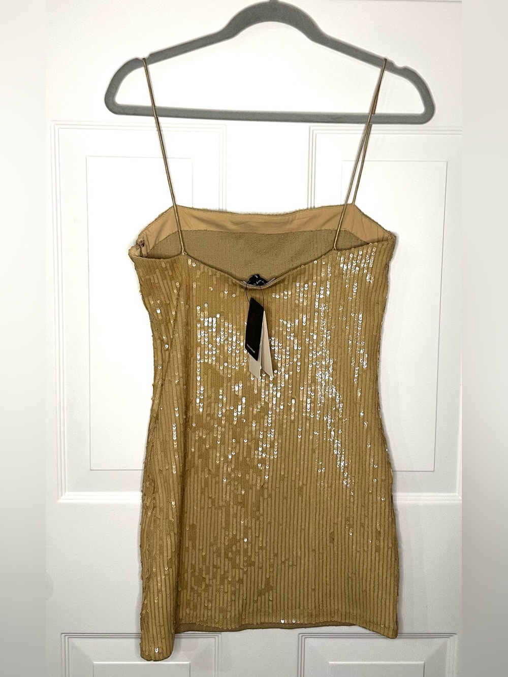 Retrofête Champagne-Gold Sequin Mini Dress | NWT | Size L | Cocktail Party - Picture 3 of 8